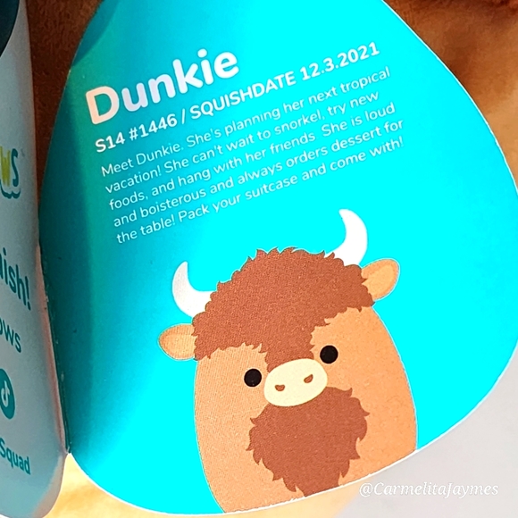 DUNKIE 🐮 Brown Furry Bison 2022 Original Squishmallow ☆》NWT《☆ - Picture 3 of 8